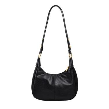 Imagem de Bolsa de ombro JYG Small Hobo para mulheres Retro Crescent Black