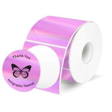 Imagem de Adesivos de Etiqueta Térmica Yegawen - Holográficos Rosa em Formato Ci