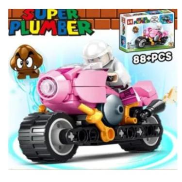 Imagem de Kit Blocos de Montagem Moto Rosa - 88 peças MG1286D