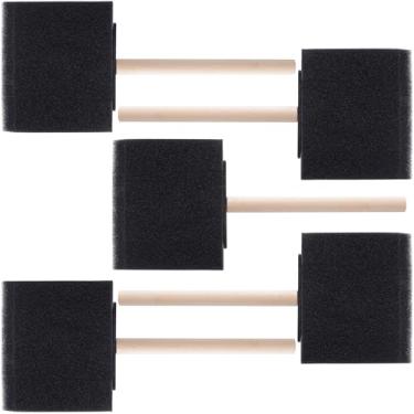 Imagem de Winsyison 5 pincéis de tinta de espuma, ferramenta de pintura de esponja de 7,6 cm com cabo de madeira, pincel de esponja preta para pintura de vernizes e artesanato DIY