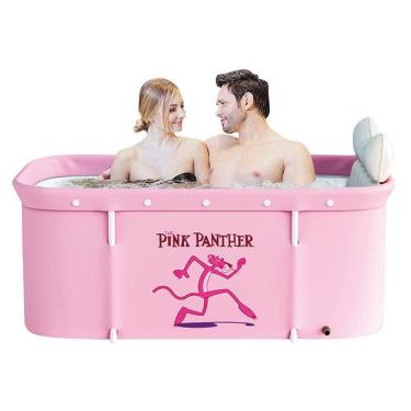 Imagem de Banheira Ofurô Dobrável Portátil Retangular Pvc Com Encosto Inflável Pantera Cor De Rosa Vg+