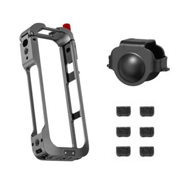 Imagem de Gaiola de câmera para Insta360 X5, capa protetora de metal com kit de capa de lente