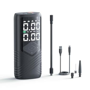 Imagem de VXDAS Mini Inflador De Pneus Inteligente, Bomba Elétrica Para Bicicleta, Compressor Ar Portátil Sem Fio 150 Psi Com Válvula Presta E Schrader, Luz Led Emergência (Preto)