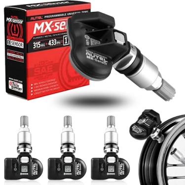 Imagem de Autel Sensor de pneu MaxiTPMS MX com sensor universal de 4 peças com scanner OBD2 de frequência dupla 315 MHz/433 MHz TPMS sensor de haste de metal programável por TS508 TS408 TS508WF TS608 MS906TS ITS600 MS906PRO-TS