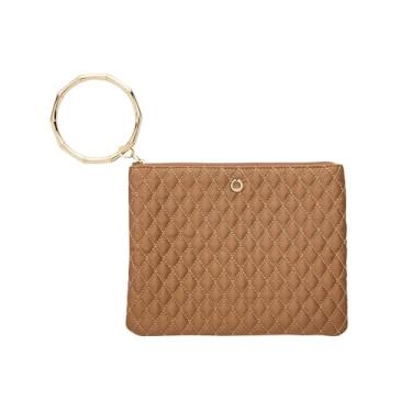 Imagem de Oventure Bolsa para pulseira – Bolsa clutch com zíper de bambu, bolsa de pulso elegante para mulheres, acessório leve e espaçoso, Caramel