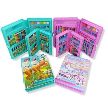 Imagem de Kit de Arte Unicolors, 48 Peças, Estojo Mágico Multicolor com Lápis, Giz de Cera e Aquarela, Rosa
