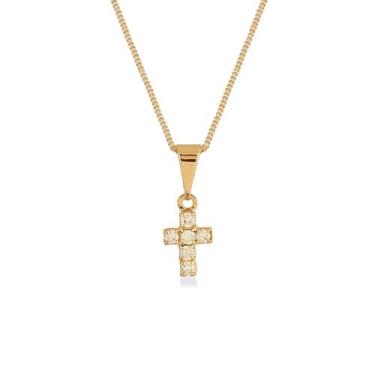 Imagem de Colar Crucifixo Cravejado Banhado a Ouro 18K - JA Jóias, 45 cm