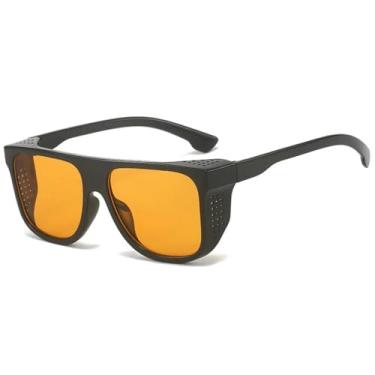 Imagem de Óculos de sol com armação punk, feminino, masculino, vintage, moderno, esportivo, para atividades ao ar livre, pesca, UV400 (preto, laranja)