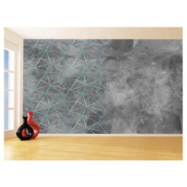 Imagem de Papel De Parede Concreto Linhas Azul Turquesa 3,5M Kkt331 - Você Decor