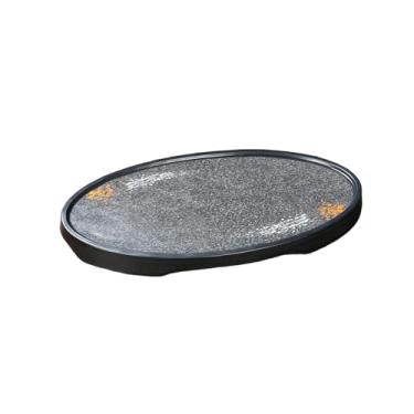 Imagem de Prato de churrasco criativo simples de cor vitrificada estilo nórdico - prato oval de 44,5 cm