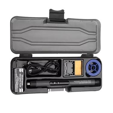 Imagem de Kit de ferro de solda USB sem fio 5V 8W com cabo de carregamento de fio de solda, mini esponja de suporte, ferramenta de soldagem portátil