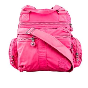 Imagem de Bolsa Transversal Grande 5 Compartimentos Tiracolo Ombro Bag Feminina Moda Dia a Dia Blogueira Viagem Fitness Academia (Rosa pink)