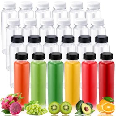 Imagem de Thenshop 50 pacotes de garrafa de suco de plástico de 293 ml com tampas de garrafa de suco sem BPA, recipiente reutilizável para bebidas a granel com tampa à prova de vazamento, recipiente sensorial