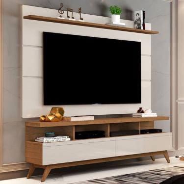 Imagem de Rack com Painel para TV Até 60 Polegadas Vivare 2 Gavetas Freijó/Off White - Giga Móveis