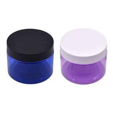 Imagem de Pacote com 2 frascos redondos de armazenamento de vidro colorido de 59 g (3, misturados) com tampas brancas e forros internos, recipientes vazios de cosméticos para creme, loção, pós, pomadas, geleca