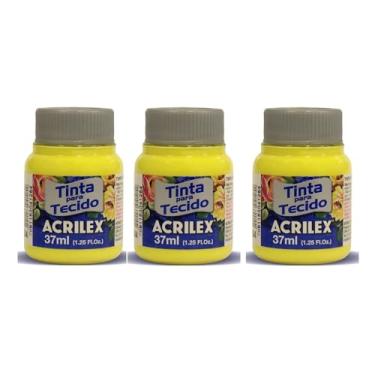 Imagem de Tinta Para Tecido Fosca Acrilex 37ml 3 Unidades Artesanato Fixação Frio Alta Cobertura – Fixação a Frio e Alta Cobertura Com Acabamento Fosco, Este Kit É A Escolha Perfeita Para Quem Busca Qualidade (Amarelo Limão 504)