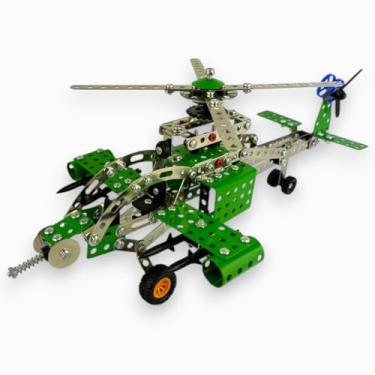 Imagem de Kit de Construção STEM Brinquedo Educativo de Metal para Crianças 7+ com Manual (Helicóptero)
