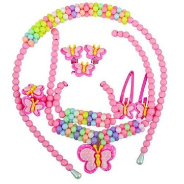 Imagem de Kit Acessorios Infantil ARCO, Presilha e Bijus DM TOYS DM7086 Borbolet