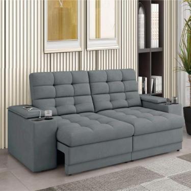 Imagem de Sofá Retrátil E Reclinável 2,05m 3 Lugares Com Porta Copos Kansas Velu