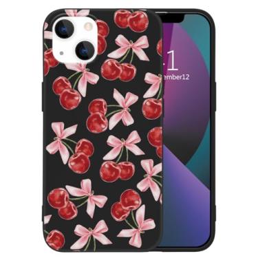 Imagem de CozyNestCY Capa de celular com nó de cereja para iPhone 14 fofa Kawaii feminina de silicone macio capa protetora de telefone para mulheres meninas slim fit gel borracha anti-arranhões
