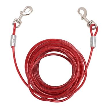 Imagem de Dog Tie Out Cable Steel Wire Double Head Bite Resistant Outdoor Camping Dog Leash para Small Medium Large Dogs (6mmx5m / 0,24inx16,4ft)