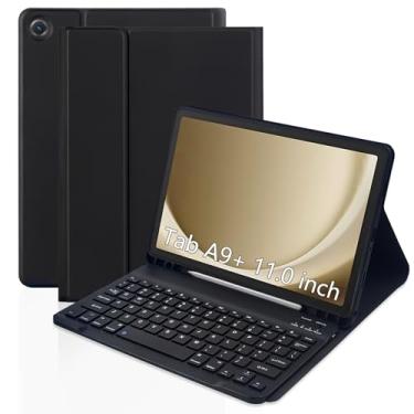 Imagem de XCHYTECHER Capa com teclado para Samsung Galaxy Tab A9 Plus 11 polegadas (SM-X210/X215/X216/X218), teclado removível recarregável com porta de carregamento tipo C, capa para tablet A9+ 2023 5G (preto)