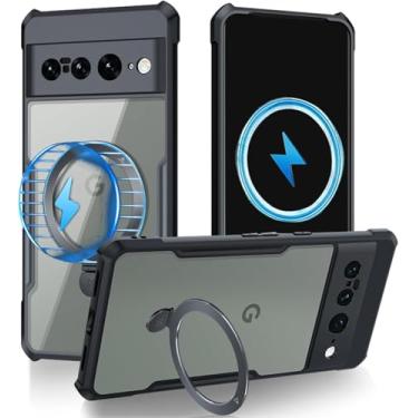 Imagem de Nabefamu Capa magnética para Google Pixel 6A [compatível com MagSafe] com suporte magnético de rotação de 360° e protetor de câmera, [Slim Fit] [Proteção contra quedas de grau militar] para Pixel 6A