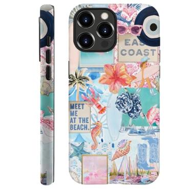 Imagem de Generic Capa compatível com iPhone 12 Pro Max, capa rígida híbrida resistente a arranhões, colagem de água-viva de conchas, praia, verão, água-viva