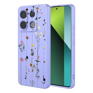 Imagem de KOARWVC Capa de telefone para Redmi Note 13 5G, capa para Xiaomi Poco X6 Neo 5G, design bonito com estampa de flor, fina, protetora, macia, amortecedora, TPU para Xiaomi Redmi Note 13 5G, jardim roxo