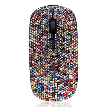 Imagem de Bling Dazzle Mouse sem fio fino de cristal de strass para computadores e laptops, recarregável de 700 mAh e silencioso - colorido