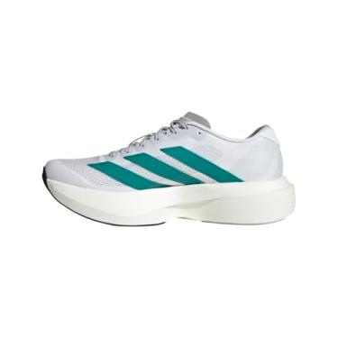 Imagem de adidas Tênis feminino Ironmt/Cblack Adizero Evo SL W preto ferro met./Core Black 35 EUA, Branco/azul-petróleo puro/cinza, 9 Wide