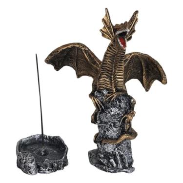 Imagem de Incensario Dragao Asas Abertas Porta Incenso Energia Positiva Decoração Resina(Incensario)