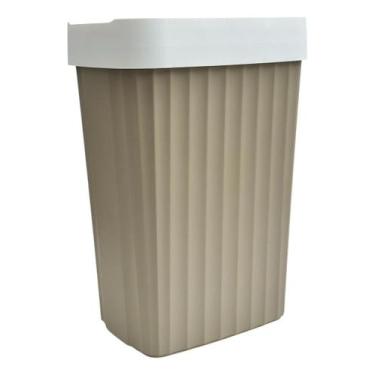 Imagem de Lixeira 45l Com Tampa C/ Dispenser Saco De Lixo - Plastsu, Creme