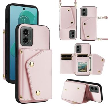 Imagem de Dibosom Capa carteira de luxo para Motorola Moto G 5G 2024 com 5 compartimentos para cartão fina e alça de ombro, suporte de cartão de crédito de couro PU acessórios capa de celular para G5G 5 G G5