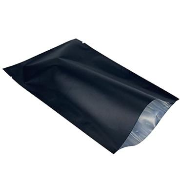 Imagem de 200 sacos Mylar pretos de 12 x 18 cm para amostras de xampu, produtos de higiene pessoal, pacotes de viagem, sacos de armazenamento de alimentos, folha fosca, plana, selada a vácuo, bolsa de alumínio