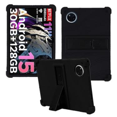 Imagem de HminSen Capa para tablet DOOGEE Tab A9 Pro+ Android 15, capa ajustável de silicone macio para crianças para tablet DOOGEE Tab A9 Pro + (2025) de 11 polegadas (preto)