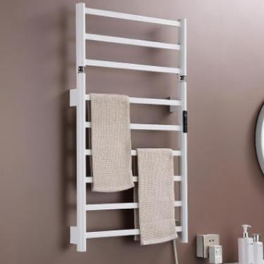 Imagem de Toalheiro TéRmico-Redondo Inox Aquecedor De Toalhas De Parede, Suporte Para Toalhas Aquecido-9 Barras,Aquecedores De Toalhas Para Banheiro Com Temporizador E Temperatura,White