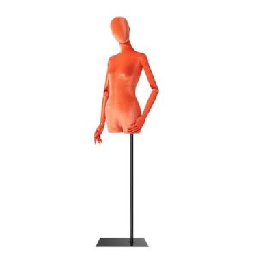 Imagem de Mannequin Manequins de varejo humano para loja de roupas, altura ajustável de 62,2 a 78,7 pol., suporte de metal para manequim, braço de madeira maciça articulado(Orange,Square)