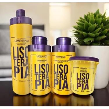 Imagem de kit Liso Terapia Kit Completo, Shampoo, Condicionador e Máscara de Hidratação Reconstrutora para Cabelos