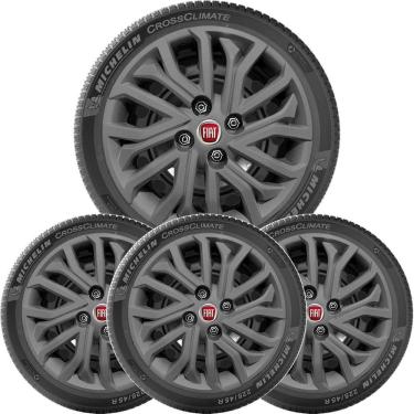 Imagem de 4X Calota Fiat Punto Palio Grand Siena Aro 15 Grafite 296Cp