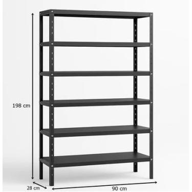 Imagem de Estante/Armário/Prateleira de Aço 6 Bandeja 90/60cm FBA (PRETO, 90cm Largura)