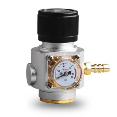 Imagem de LUCKEG Regulador de gás refrigerante mini carregador de barril T21x4 regulador de gás refrigerante de cerveja 0-90PSI para máquina de refrigerante, água com gás, cerveja, garrafa de refrigerante