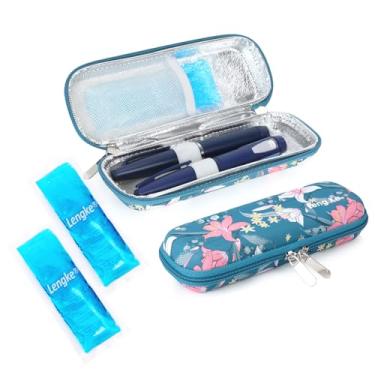 Imagem de YOUSHARES Estojo Térmico Para Insulina Com 2 Bolsas De Gelo, Organizador Pequeno Eva Diabéticos, Bolsa Térmica Portátil Isolamento Medicamentos, Transporte Caneta Epinefrina (Lilies)