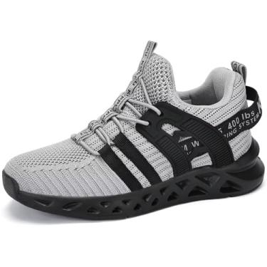 Imagem de koppu Tênis de corrida infantil para meninas e meninos da escola primária para estudantes esportivos primavera e outono sapatos casuais, Preto, cinza, 22