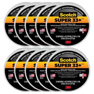 Imagem de Fita isolante 3M Scotch Super 33+ Vinil 7,5 polegadas x 66 pés, pacote