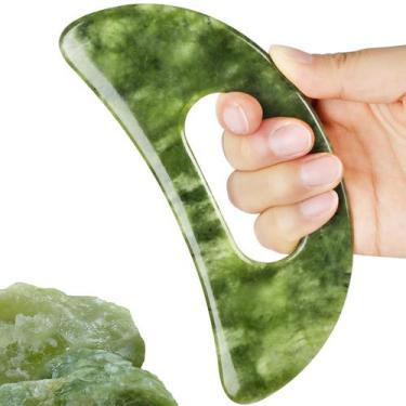 Imagem de Ferramenta de massagem Gua Sha CeKpo Jade Stone com alça para corpo