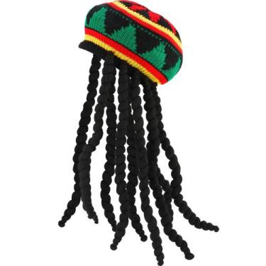Imagem de Acessório de fantasia: chapéu SATINIOR Rasta com dreadlocks pretos