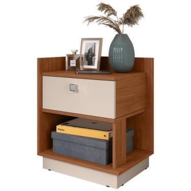 Imagem de Mesa De Cabeceira Aghata Criado Nicho E Gaveta Cedro Off White - Butte