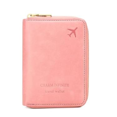 Imagem de Carteira para passaporte, porta-passaporte, integrada, multifuncional, porta-cartões, porta-documentos, porta-bilhetes, organizador de passaporte de viagem, Laranja, rosa, One Size, Americano