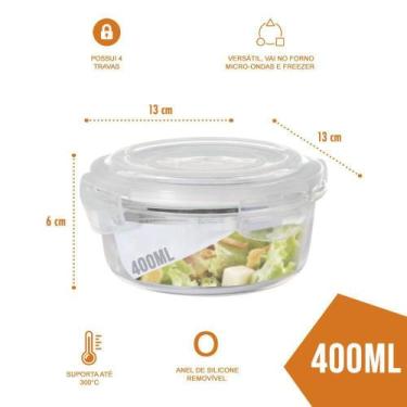 Imagem de Jogo com 3 Pote 400ml Vidro Marmita Fitness Tampa Hermético - QUALITY 